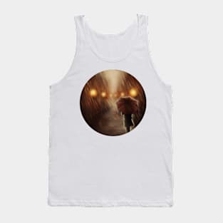 Warm Autumn Raining Scene Illustration Tank Top